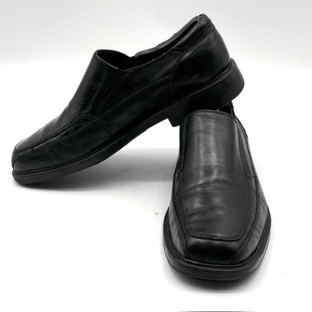 Dockers Mens Black Leather Square Toe Slip‎ On Loafers Dress Shoes Size 10M